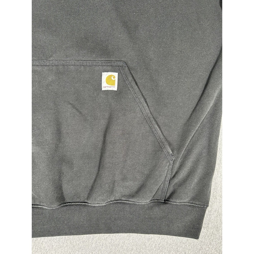 Carhartt Loose Fit Hoodie Men's XL Black Sleeve Logo Spellout Pocket Sweatshirt - Picture 5 of 9